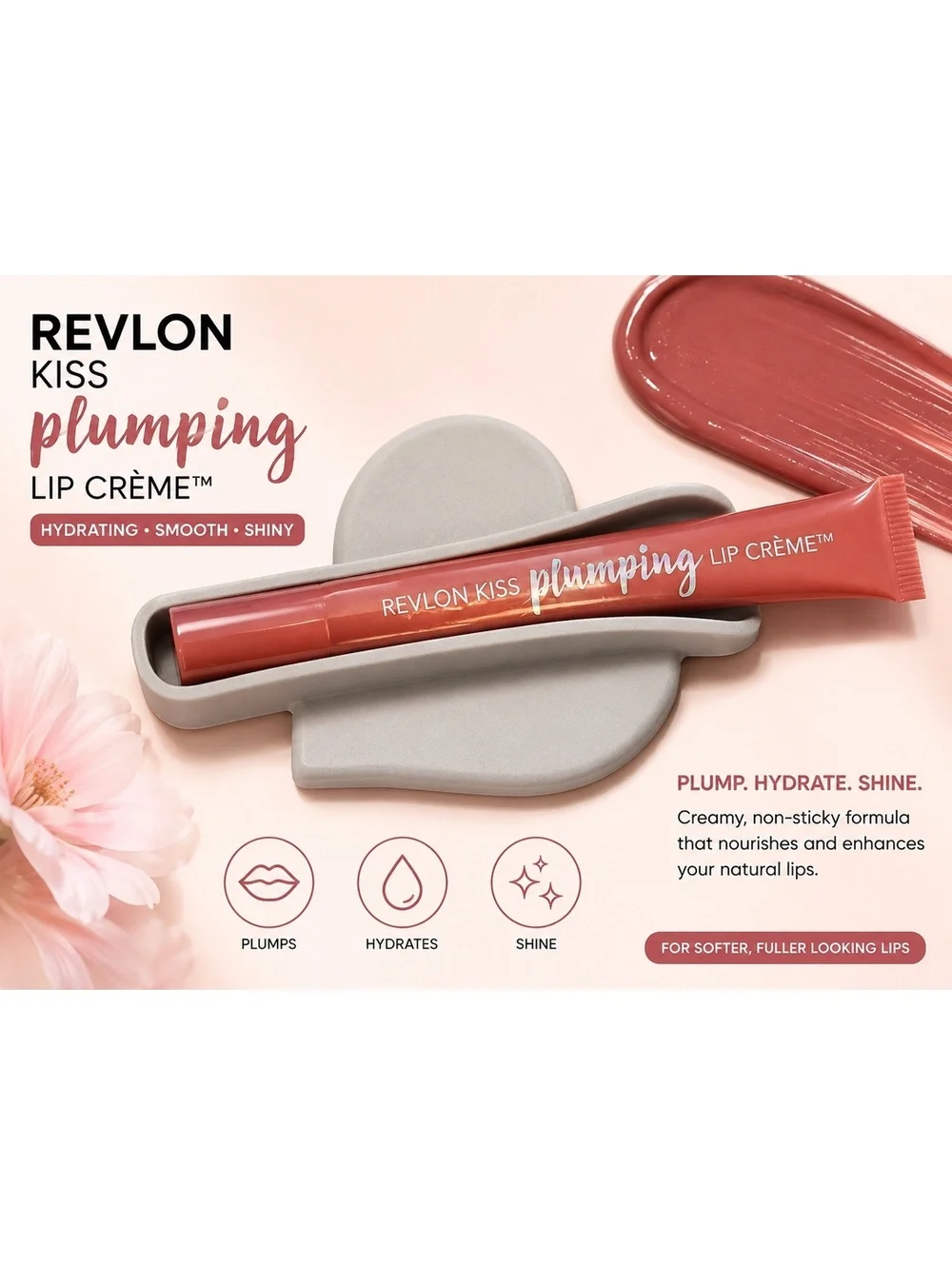 Revlon Kiss Plumping Lip Crème 505 Apricot Silk + Silicone Phone Holder Set